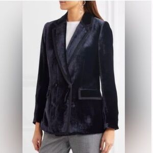 NWT J.Crew Double Breasted Drapey Velvet Blazer Jacket Navy Twilight size 0